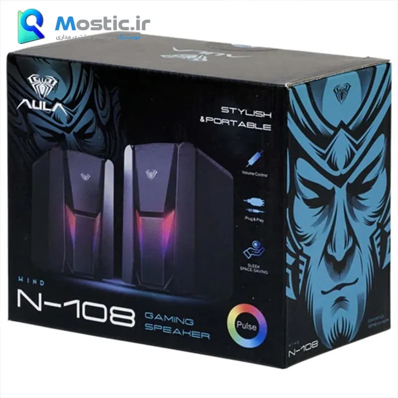 اسپیکر باسیم دسکتاپ گیمینگ آئولا مدل N-108 نورپردازی RGB — تصویر ۷