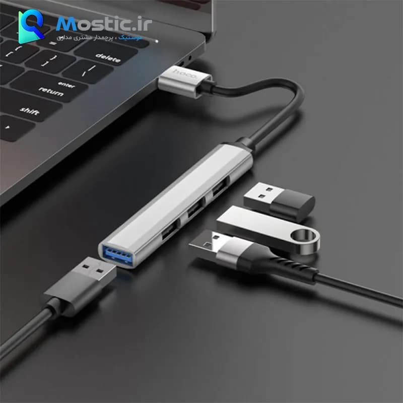 تبدیل USB-C تایپ سی به هاب USB هوکو 4 پورت مدل HB26 — تصویر ۵