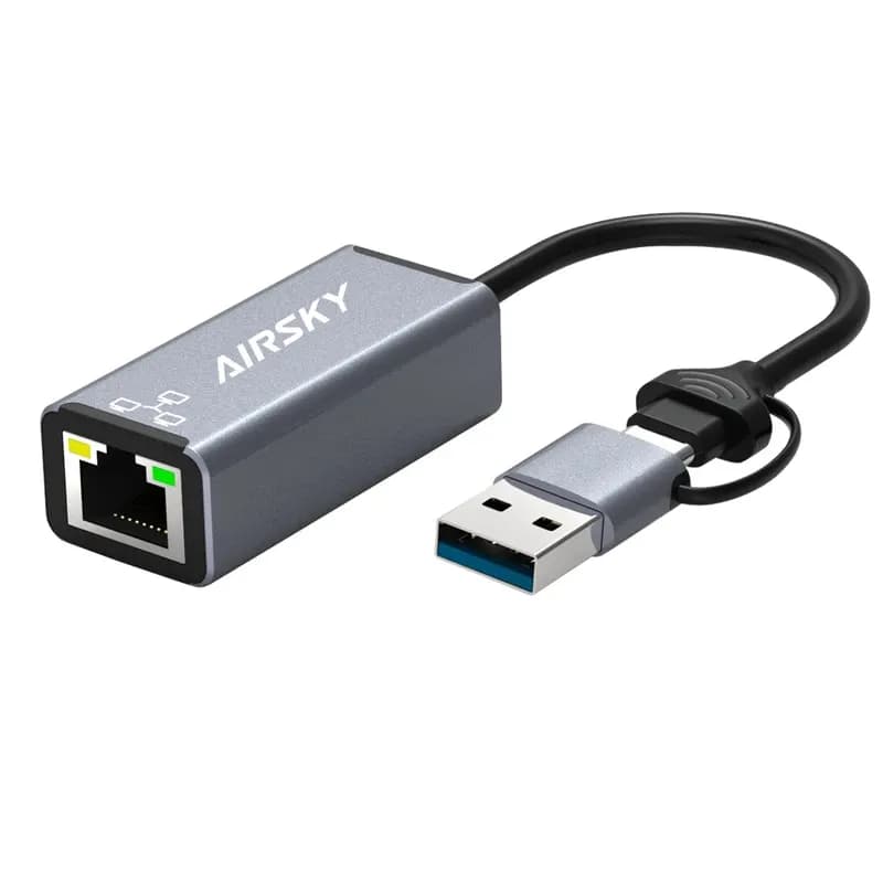 تبدیل USB-C تایپ سی و USB به LAN ایراسکای مدل HC-72S — تصویر ۲