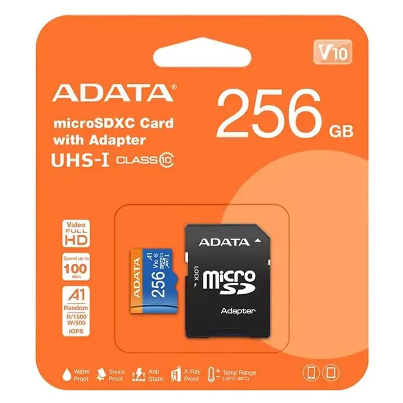 کارت حافظه microSDXC ای دیتا مدل V10 A1 کلاس 10 سرعت 100MBps استاندارد UHS-I ظرفیت 256 گیگابایت — تصویر ۵