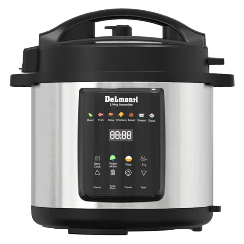 زودپز و پلوپز دیجیتال دلمونتی Delmonti لمسی 8 لیتر استیل و مشکی کد DL-880