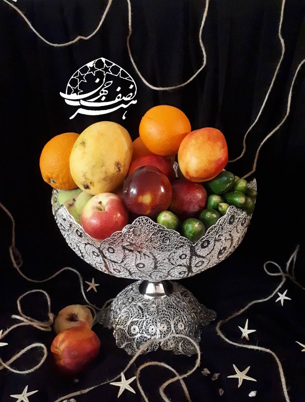 میوه خوری ملیله کاری کاسه ۸پر شماره پنج روکش نقره