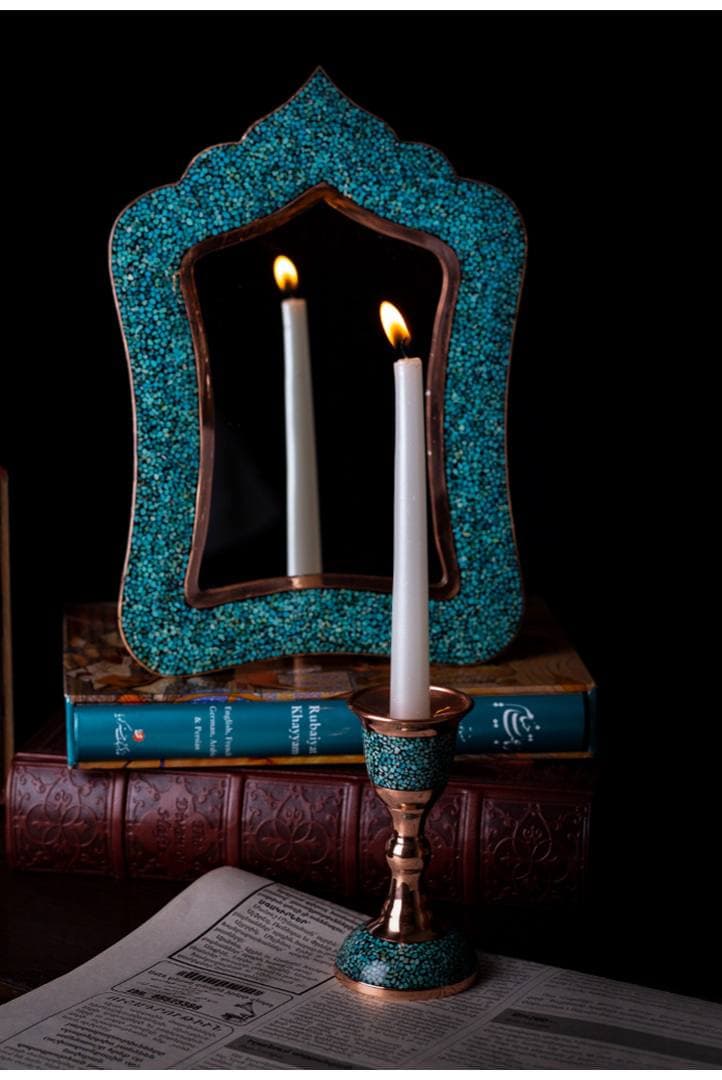 ست اینه شماره ۱ و شمعدان کوچک فیروزه کوبی آینه — تصویر ۳