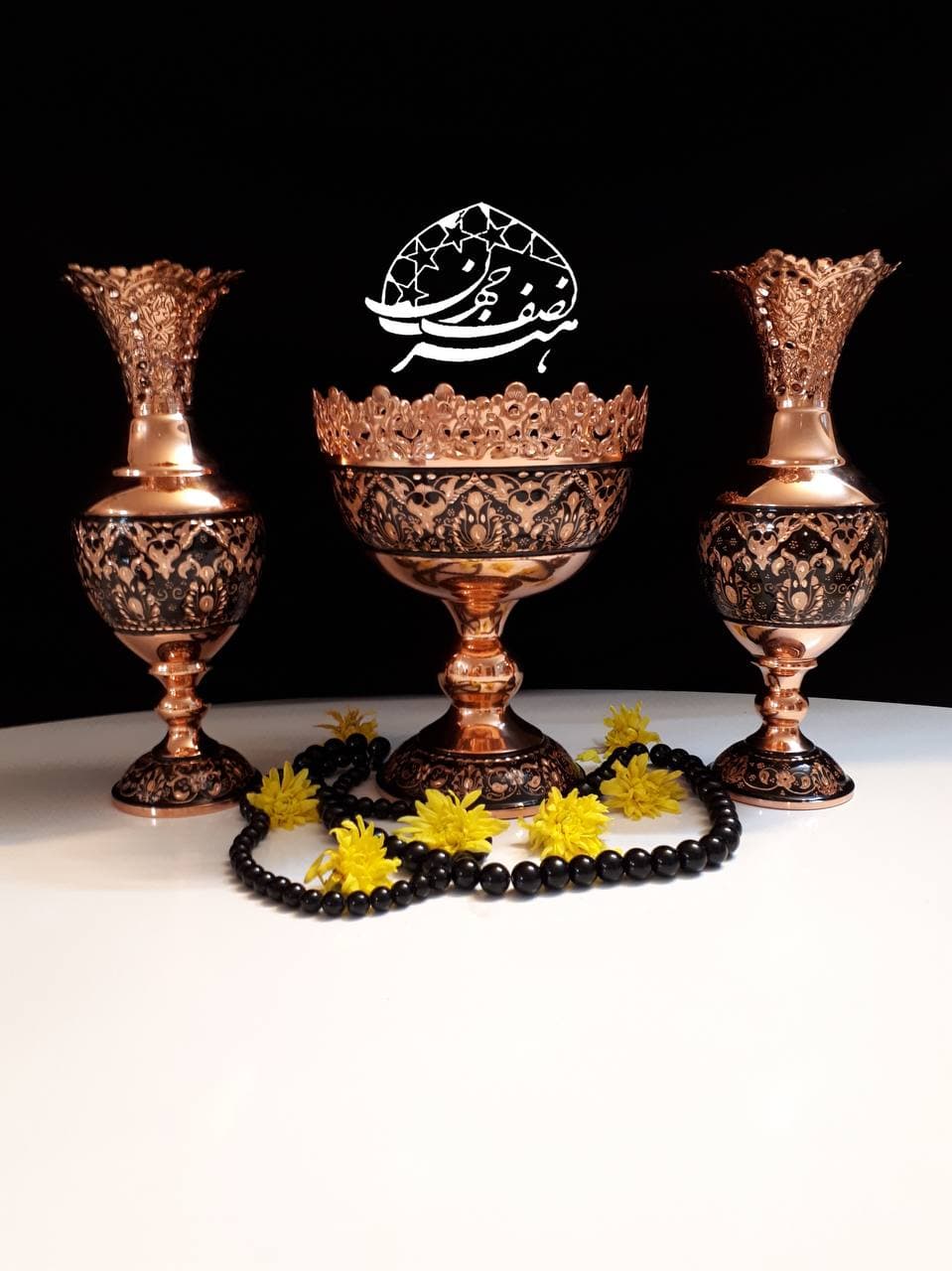 ست کاسه اجیل همراه با سنبلدان شماره 2 حکاکی روی مس سنبلدان
