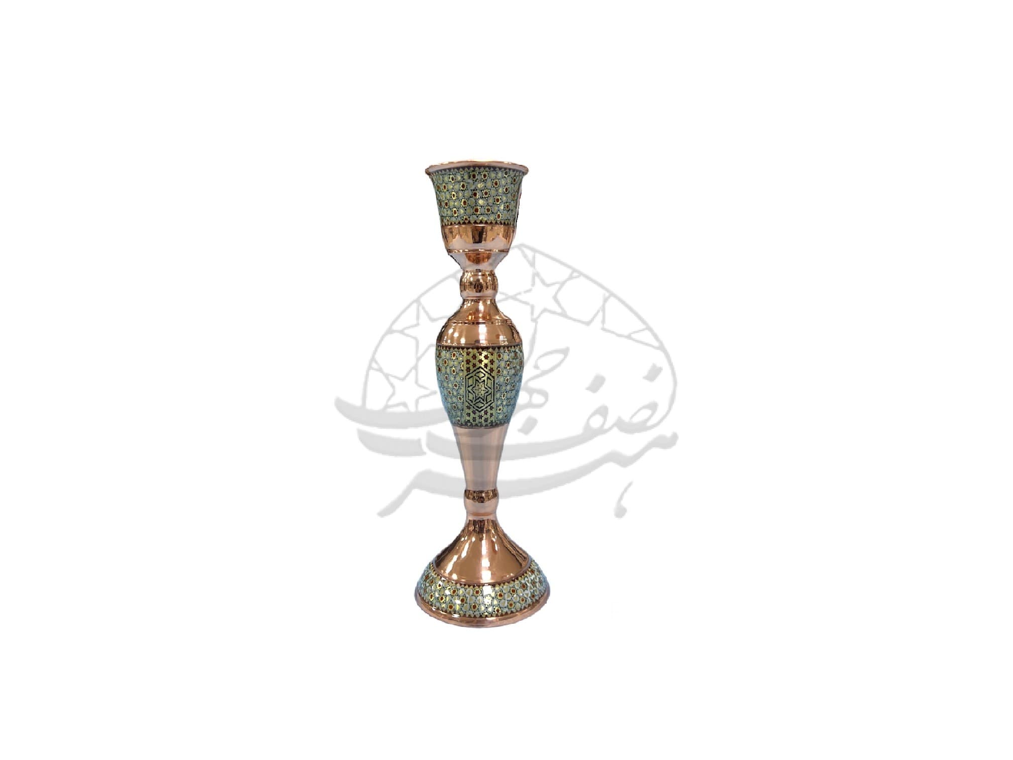 شمعدان مس و خاتم طرحدار