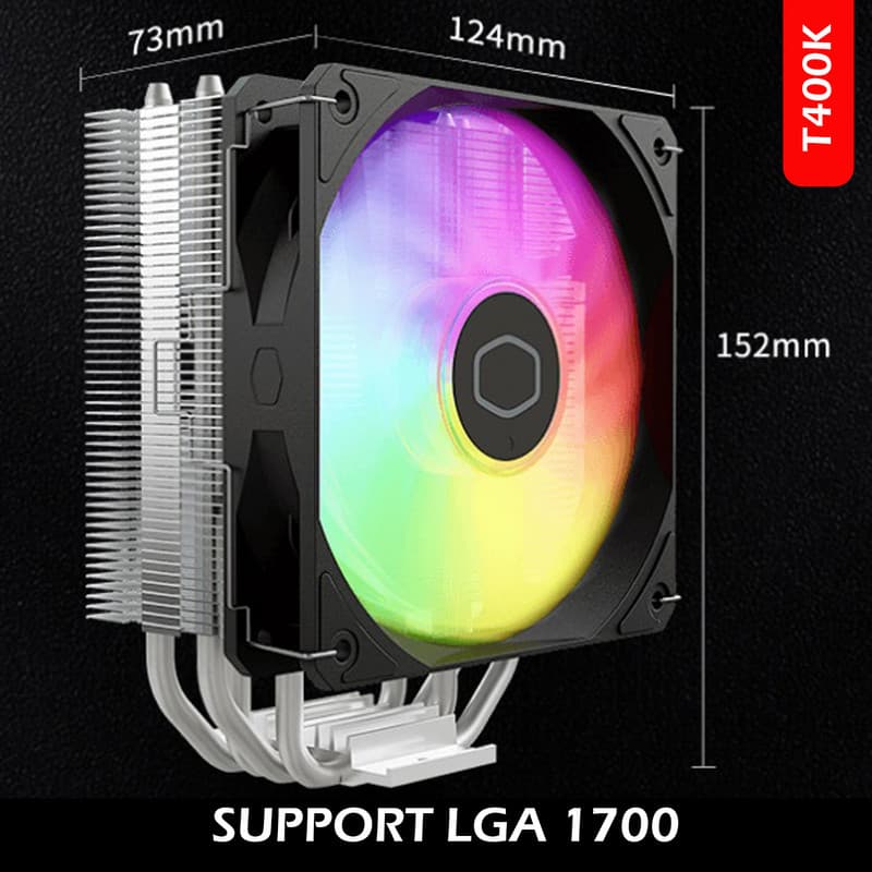 خنک کننده پردازنده کولر مستر مدل T400k ARGB LGA1700 — تصویر ۳