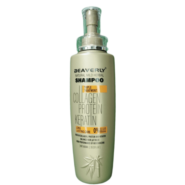 شامپو مو بدون سولفات کراتینه،پروتئین و کلاژن بیورلی BEAVERLI SHAMPOO KERATIN حجم 800 میل — تصویر ۱۰