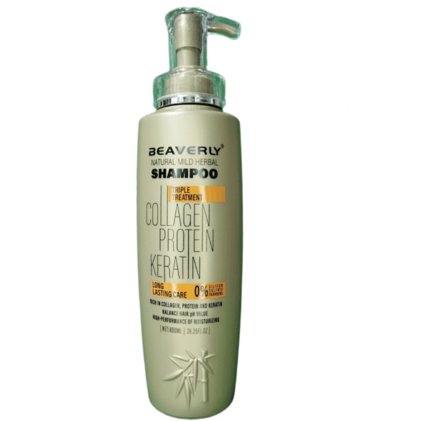 شامپو مو بدون سولفات کراتینه،پروتئین و کلاژن بیورلی BEAVERLI SHAMPOO KERATIN حجم 800 میل