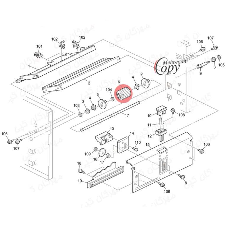 پیکاپ (کاغذکش) بدون مغزی کپی ریکو Ricoh JP1250/DX3440 درجه یک — تصویر ۹