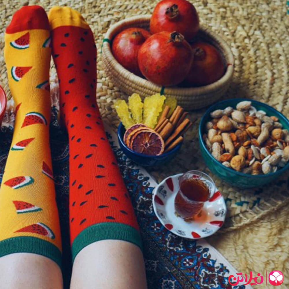 جوراب زنانه ساق دار طرح هندوانه — تصویر ۶
