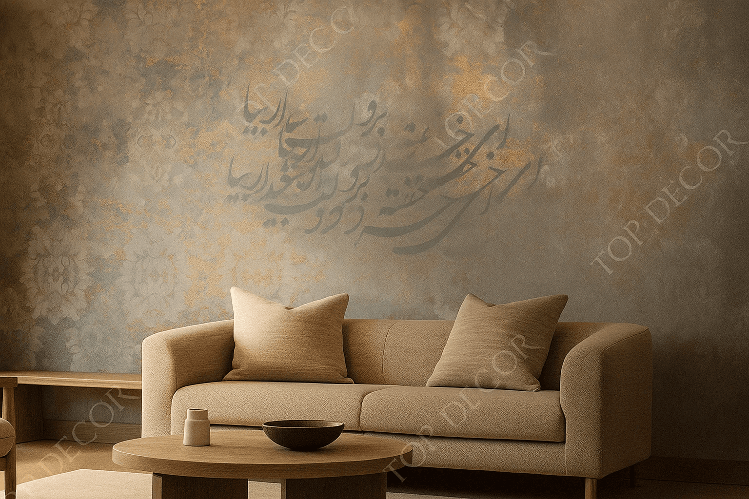 پوستر دیواری کلاسیک گلدار پتینه طلایی — تصویر ۷