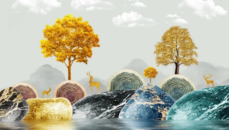 پوستر دیواری طرح انتزاعی سنگ های رنگی