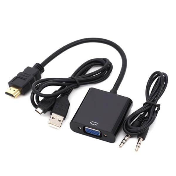 تبدیل HDMI به VGA اکتیو به همراه کابل صدا و کابل برق — تصویر ۲