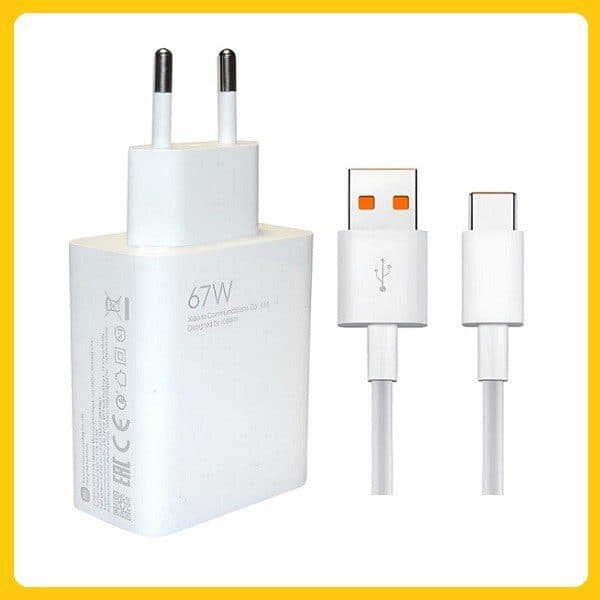 شارژر شیائومی مدل 67 وات به همراه کابل تبدیل USB-C اصل ثانیه شمار