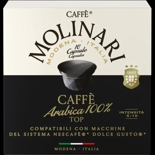 کپسول قهوه مولیناری مشکی ۱۰۰٪ عربیکا مخصوص دستگاه دولچه گوستو ۱6 عددی Caffe Molinari 100% Arabica Compatibili Dolcegusto Capsules