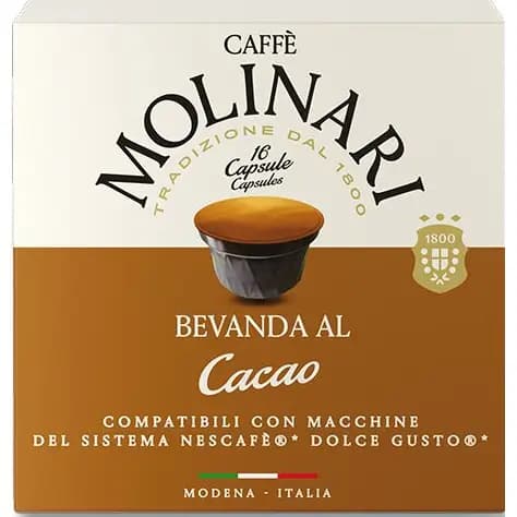 کپسول هات چاکلت کافه مولیناری مخصوص دستگاه دولچه گوستو 16 عددی Caffe Molinari Bevanda Al Cacao