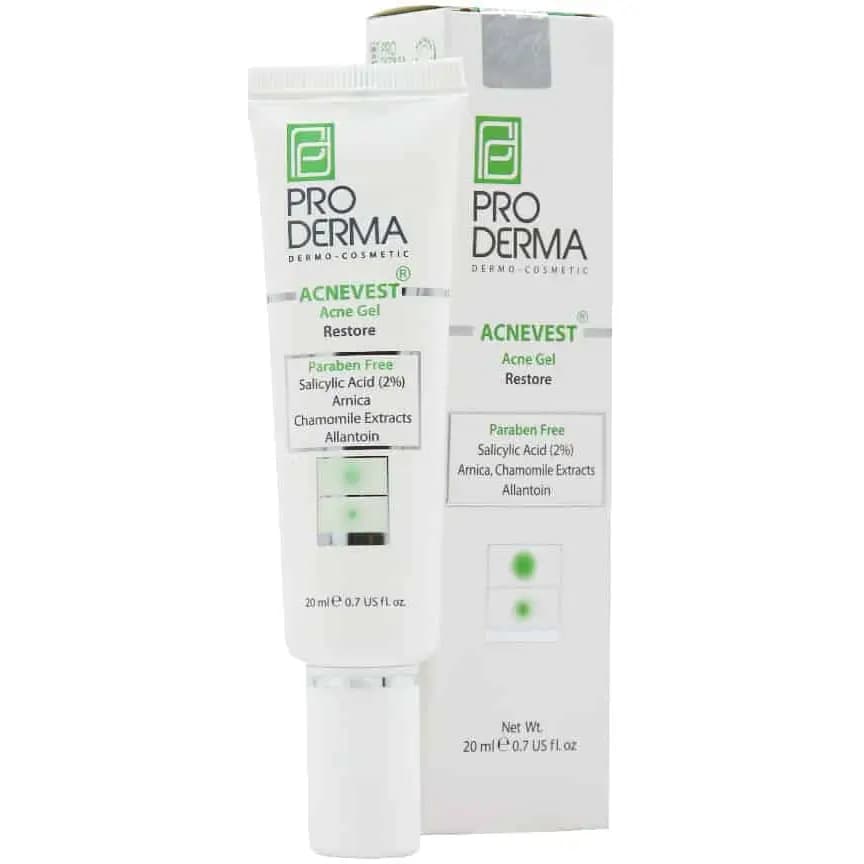 ژل کنترل کننده چربی پوست پرودرما آکنه وست 20میل Pro Derma Acnevest Acne Gel Restore