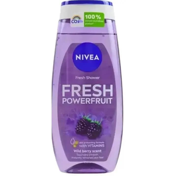 ژل شستشوی بدن نیوآ با رایحه بلوبری و توت‌های وحشی ۲۵۰ میل Nivea Fresh Powerfruit Shower Gel