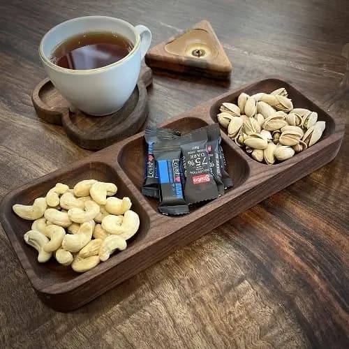 اردور خوری مستطیل ۳ خانه ساخته شده از چوب گردوی اصل 30*10 — تصویر ۵