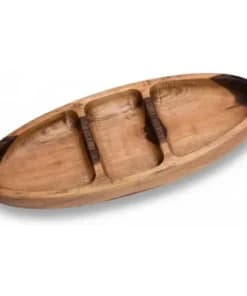 اردور خوری قایقی ۳ خانه چوب گردو اصل (۳۵ سانتی‌متر) — تصویر ۶