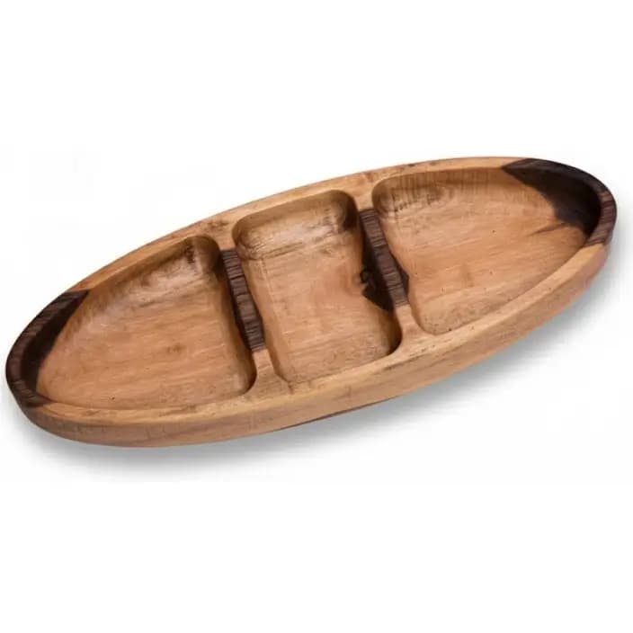 اردور خوری قایقی ۳ خانه چوب گردو اصل (۳۵ سانتی‌متر) — تصویر ۲