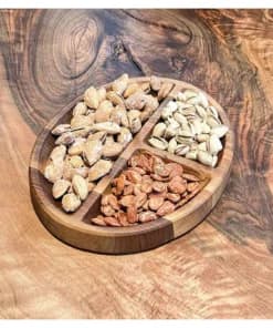 اردو خوری بیضی ۳ خانه چوب گردو طبیعی 25در20سانت — تصویر ۷