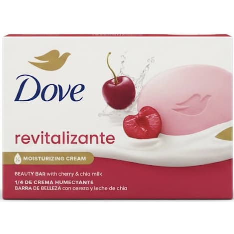 پن و صابون داو مدل گیلاس و شیر چیا احیا کننده پوست 106 گرم Dove Beauty Bar Soap Revitalizante Cherry & Chia Milk, for Revitalized Skin