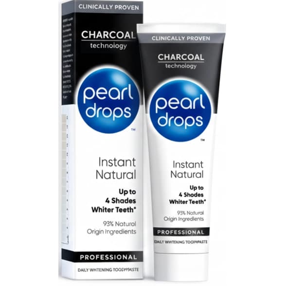 خمیردندان سفید کننده فوری پرل دراپس مدل ذغالی با تکنولوژی اصلاح رنگ ۷۵ میل Pearl Drops Instant Natural White Charcoal Innovation