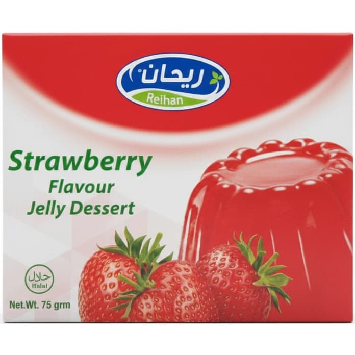 پودر ژله پرتقال ریحان ۷۵ گرمی Reihan jelly Strawberry flavour — تصویر ۳