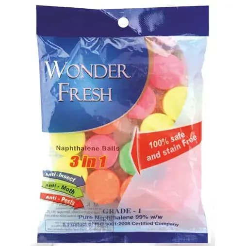 توپ نفتالین رنگی ۳ در ۱ 100گرمی Wonder Fresh Naphthalene Balls