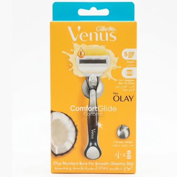 تیغ اصلاح زنانه ژیلت ونوس اولای کامفورت گلاید مرطوب کننده رایحه نارگیل+2یدک Gillette Venus Olay Comfort Glide Shaving Blade — تصویر ۷