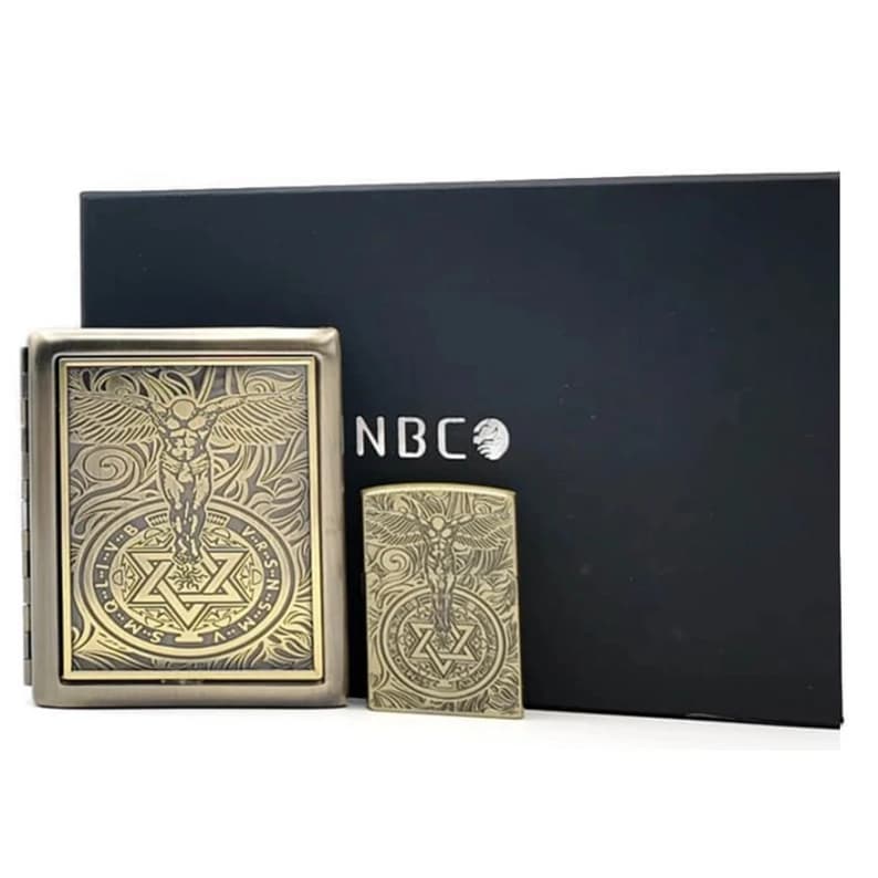 ست فندک و کیف سیگار NBCS-1191 با طرح نمادین مهر سلیمان