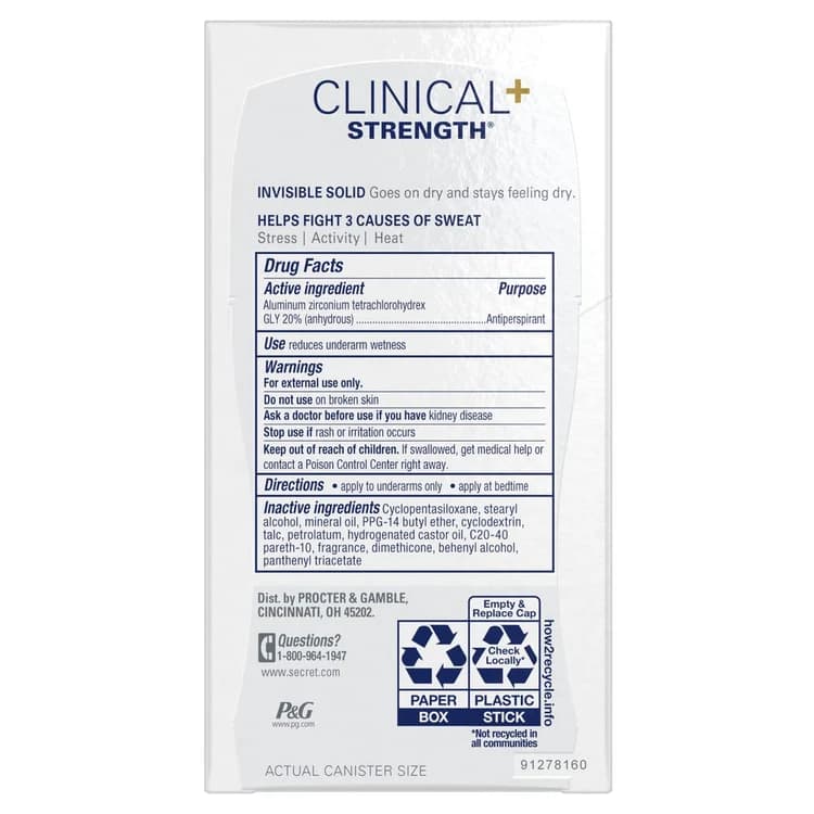 مام صابونی ضدتعریق قوی سکرت کلینیکال زنانه ۷۲ ساعته ۴۵ گرم Secret CLINICAL Invisible Solid — تصویر ۵