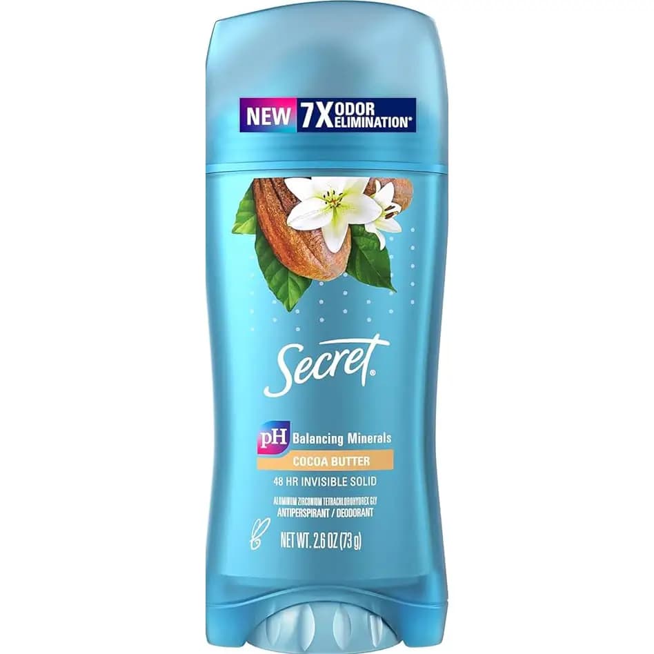 استیک ضد تعریق ضد لک سکرت با عصاره کره کاکائو 73 گرم Secret Invisible Solid Antiperspirant and Deodorant Cocoa Butter — تصویر ۲