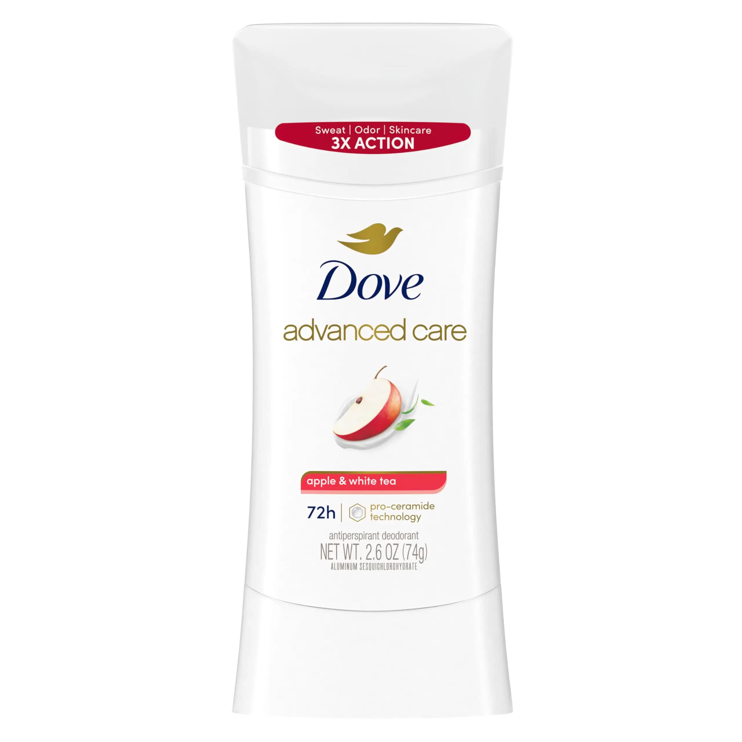 استیک ضد تعریق داو ۷۲ ساعته، وگان و ترمیم‌کننده پوست با رایحه سیب و چای سفید Dove Advanced Care Apple And White Tea