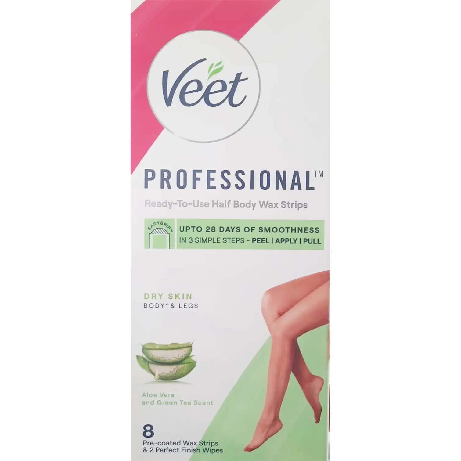 نوار موبر ویت نیم تنه برای پوست خشک بدن و پاها ۸ عددی Veet Professional Half Body Wax Strips for Dry Skin