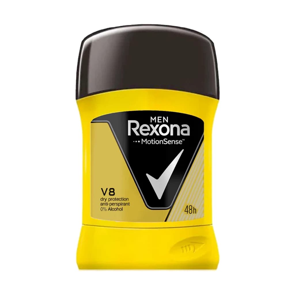 استیک ضد تعریق مردانه رکسونا Rexona V8 | محافظت خشک ۴۸ ساعته بدون الکل با رایحه‌ای مردانه و جذاب