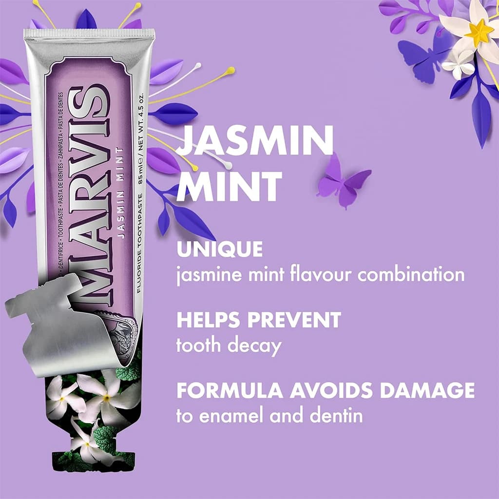 خمیردندان مارویس مدل Jasmin Mint | ترکیب دلپذیر یاس و نعناع برای لبخندی درخشان — تصویر ۵