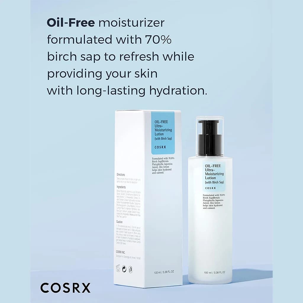لوسیون مرطوب‌کننده کوزارکس مدل Oil-Free Ultra Moisturizing | آبرسان بدون چربی با عصاره درخت توس برای پوست حساس و چرب — تصویر ۴