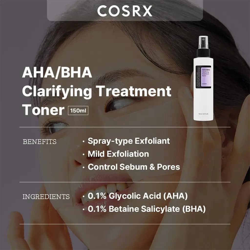 تونر لایه بردار و روشن کننده کوزارکس COSRX AHA BHA Clarifying Treatment Toner — تصویر ۸