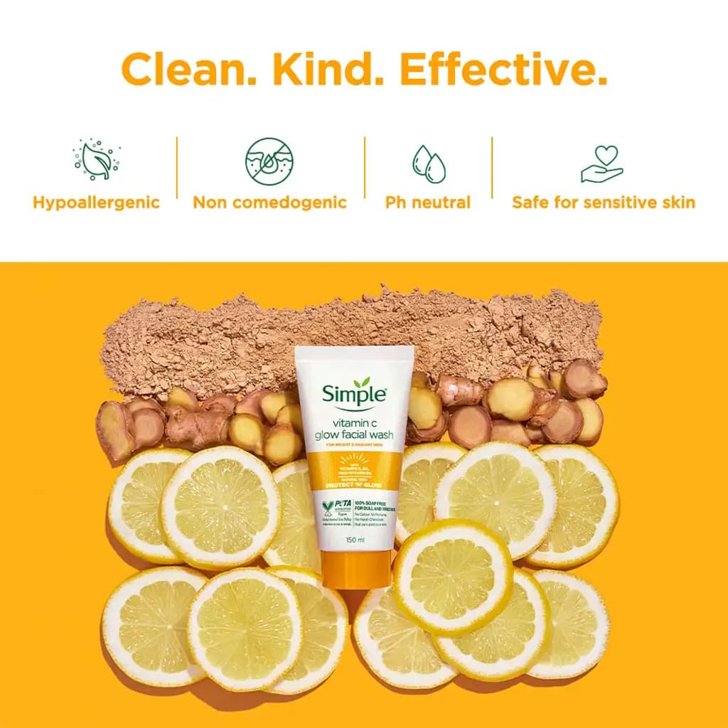 ژل شستشو ویتامین سی سیمپل Simple vitamin c glow facial wash — تصویر ۹