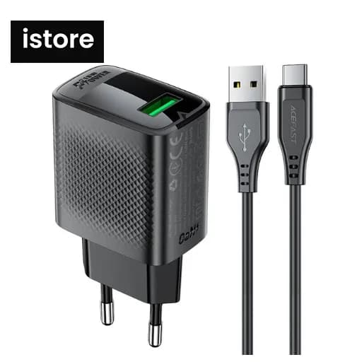 شارژر دیواری acefast fast GaN QC18w A90 همراه با کابل — تصویر ۴