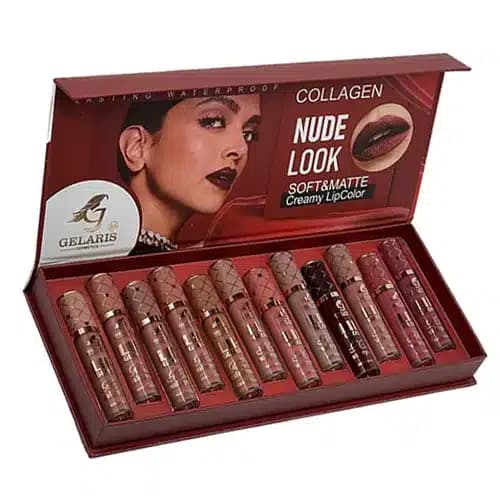 پک 12 عددی رژ لب مایع گلاریس مدل Gollagen Nude Look — تصویر ۶
