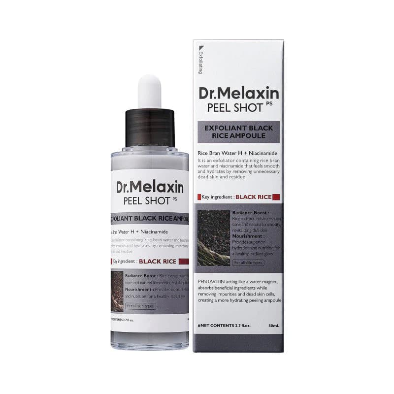 آمپول لایه بردار برنج سیاه دکتر ملاکسین Dr. Melaxin ( رفع جوش سرسیاه و منافذ ) حجم 80 میل