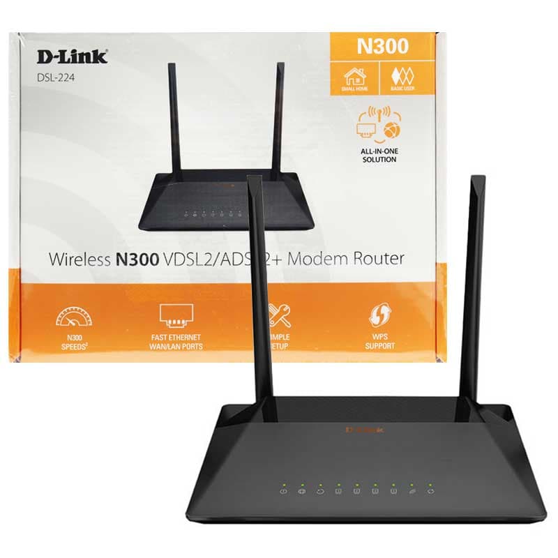 مودم روتر دو آنتن D-Link DSL-224 N300 VDSL2 300Mbps ADSL2