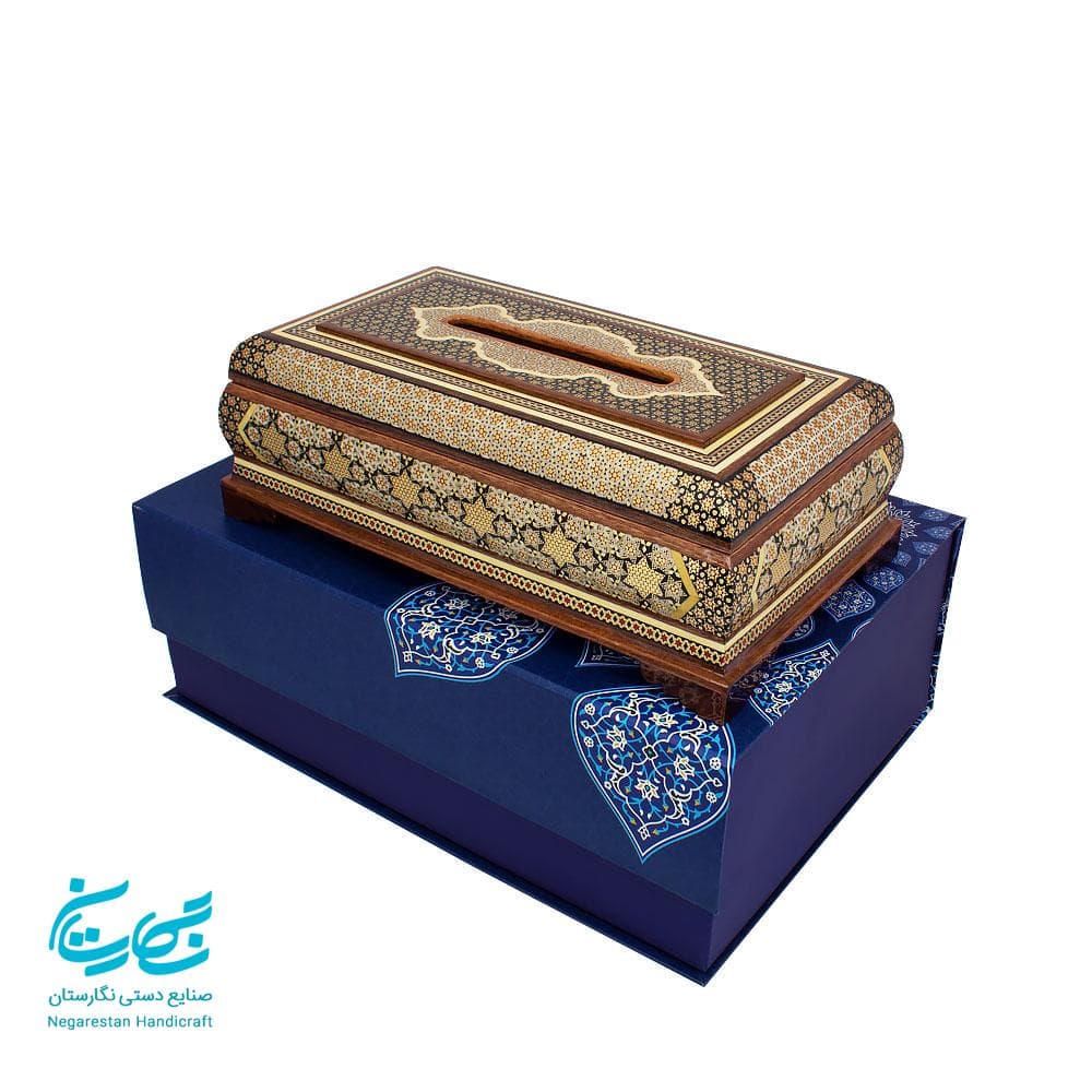 جعبه دستمال خاتم کاری نفیس با جعبه هاردباکس