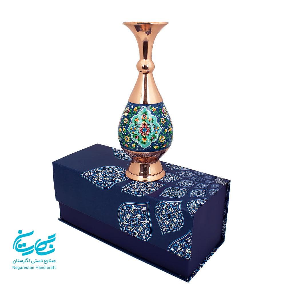 گلدان مس و پرداز 25 سانتی با جعبه هاردباکس