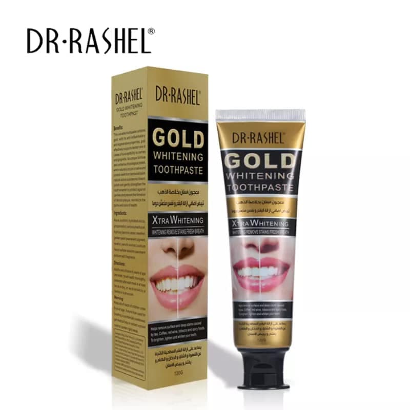 خمیر دندان سفیدکننده طلا دکتر راشل اصل ۱۲۰ گرم | Dr.Rashel Gold Whitening Toothpaste — تصویر ۵