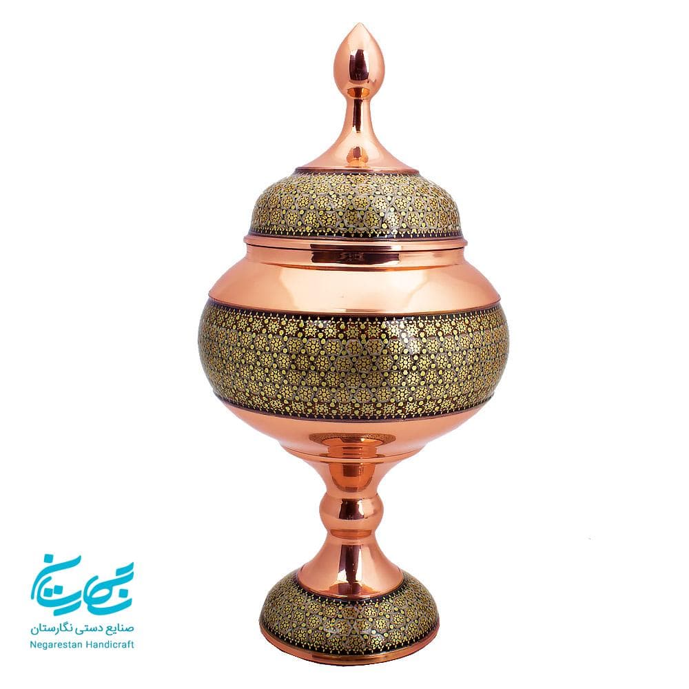ست گلدان و شکلات خوری مس و خاتم 25 سانتیمتری — تصویر ۶