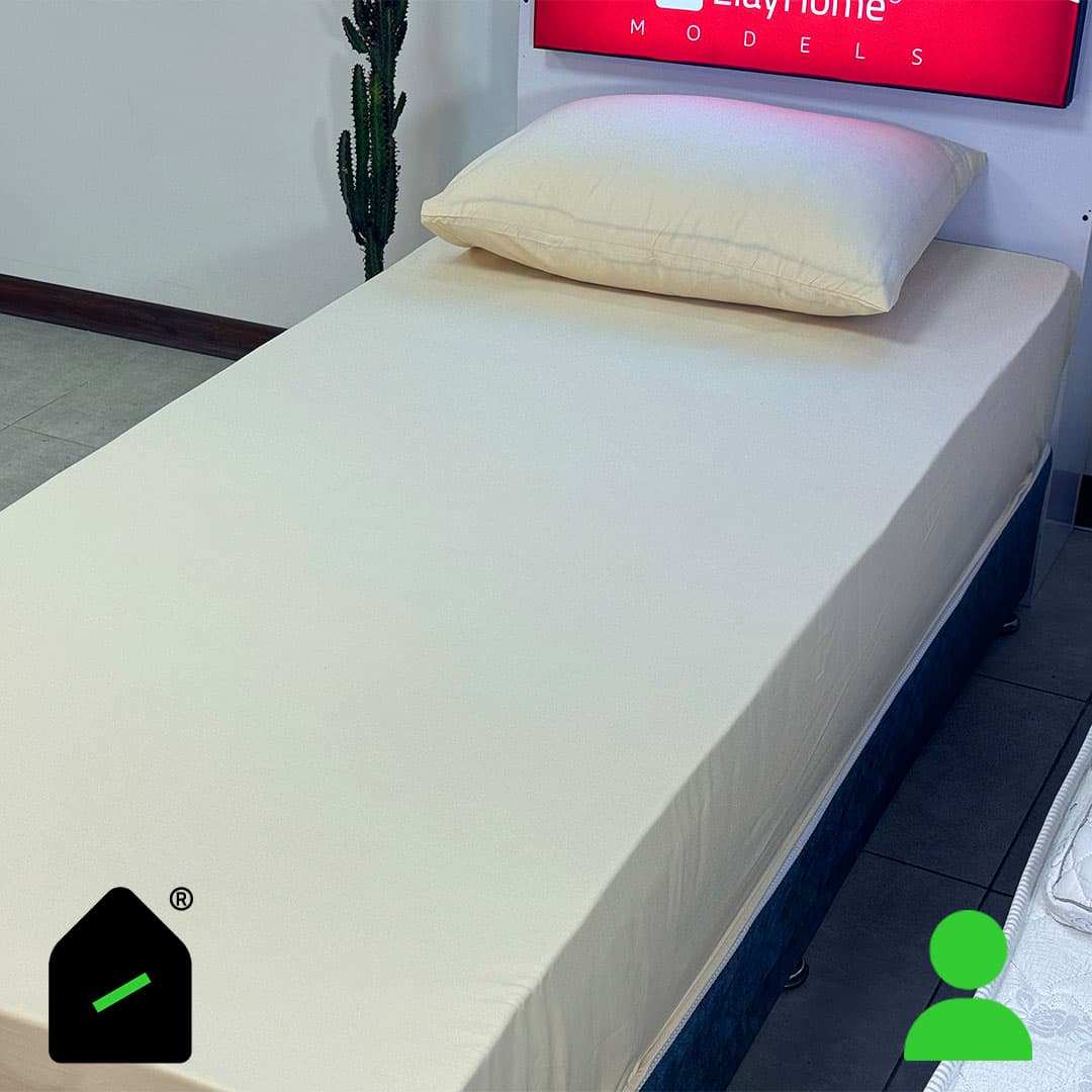 ملحفه نیم ست یک نفره رنگ شیری (ملحفه کش دار+ 1 روبالشتی) Elay home